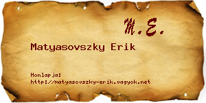 Matyasovszky Erik névjegykártya